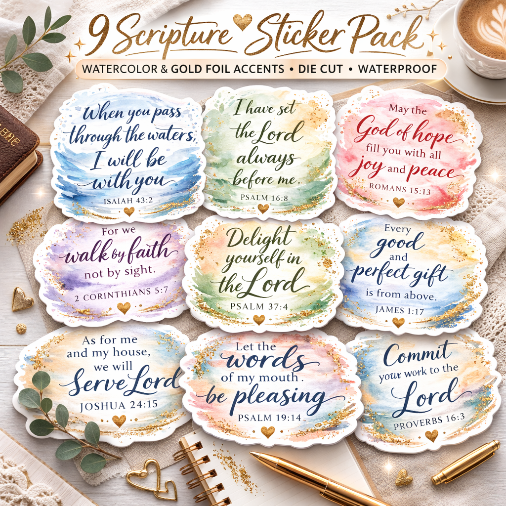 Bible Verse Sticker Pack 4 (Watercolor)